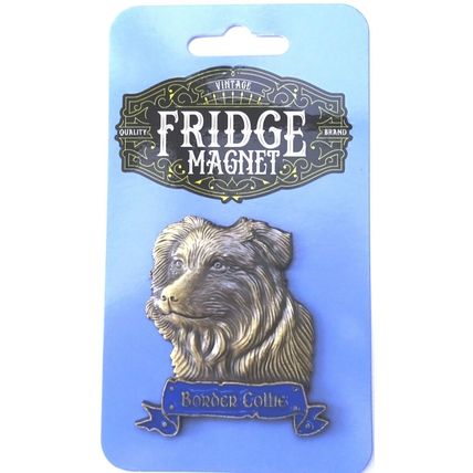 BORDER COLLIE ANTIQUE STYLE FRIDGE MAGNET HEAVY DUTY METAL 3D MAGNET
