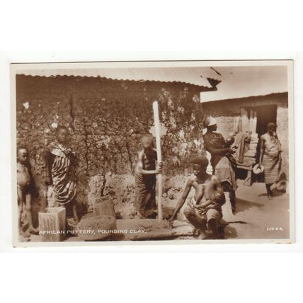 African Pottery Pounding Clay Postcard Gold Coast Ghana Africa