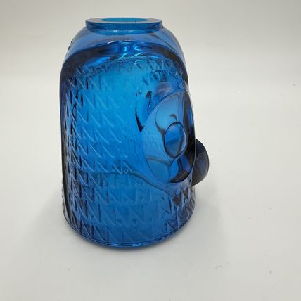 VINTAGE BLUE VIKING GLASS OWL FAIRY LAMP CANDLE HOLDER Top Only
