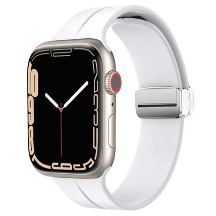Magnetic Fold Clasp Silicone Watch Band, For Apple Watch Series 8&7 41mm (For Ap