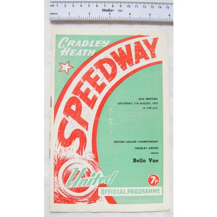 1973 Cradley Heath v Belle Vue Speedway Programme - 11th August