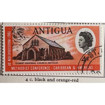 Antigua 1967 Methodist Church 4c Black & Red Gilbert Memorial Used SG 203 stamp