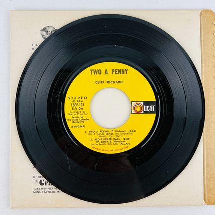 Cliff Richard – Two A Penny 45RPM EP Record 7" Vinyl Single 45 RPM