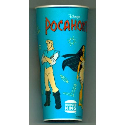 1995 POCAHONTAS original Burger King promo paper soda cup set of two.