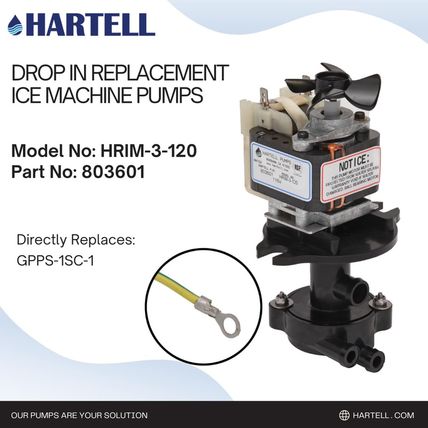 HARTELL HRIM-3-120 Replacement Ice Machine Pump, Replaces GPPS-1SC-1