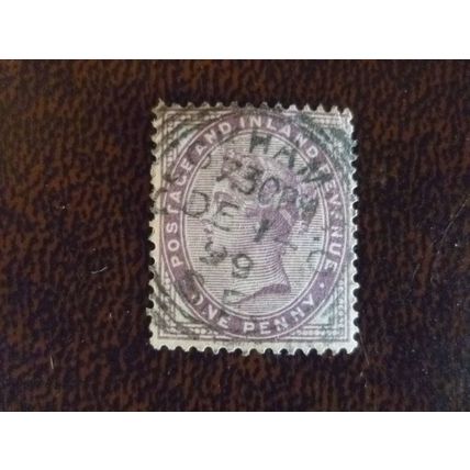 1881 GB Queen Victoria SG172 1d lilac fine used stamp Peckham SO SE Dec 14 1899