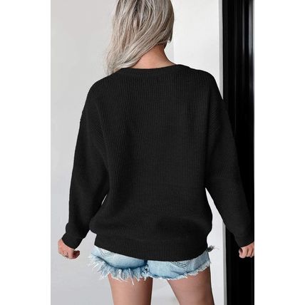 Black Hello Pumpkin Graphic Sweater