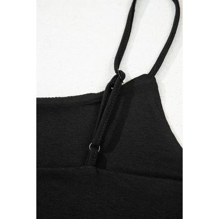 Black Spaghetti Strap Skinny Fit Cropped Tank Top