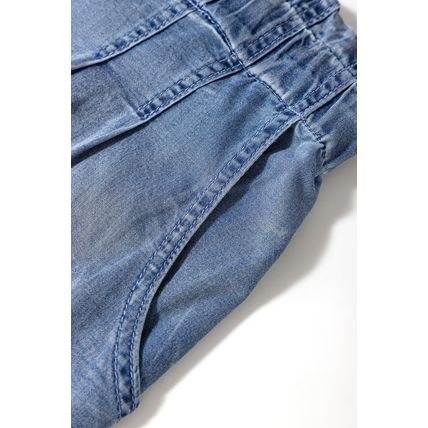 Dusk Blue Raw Hem Lace-up High Waist Plus Size Denim Shorts