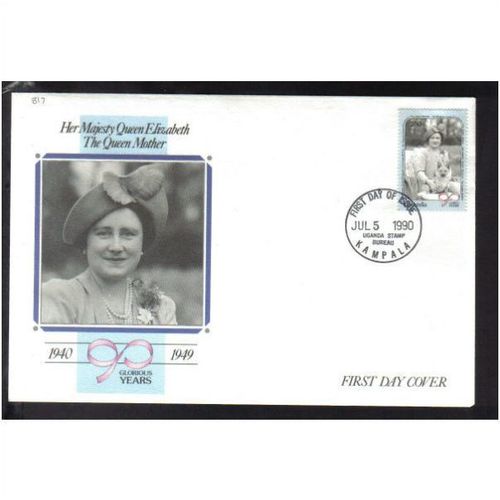 1990 UGANDA QUEEN MOTHER 90TH BIRTHDAY FDC SG817