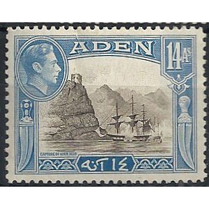 Aden 1945 SG23a 14a Sepia & Light Blue Mounted Mint .. ..