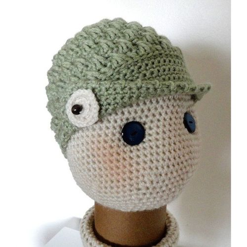 Hat #H13 cloche newsboy visor beanie cap crochet unisex 12 months - 2 years