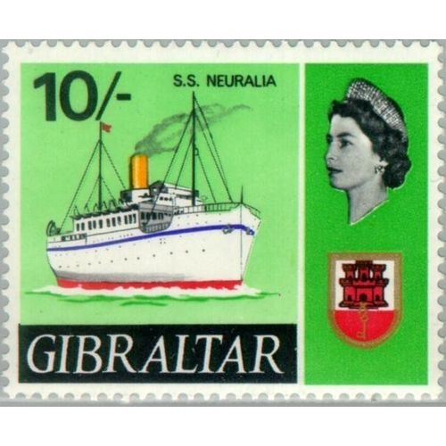 Gibraltar 1967 10s SS Neuralia Unmounted Mint NHM SG 212 Sc 198 stamp ship liner