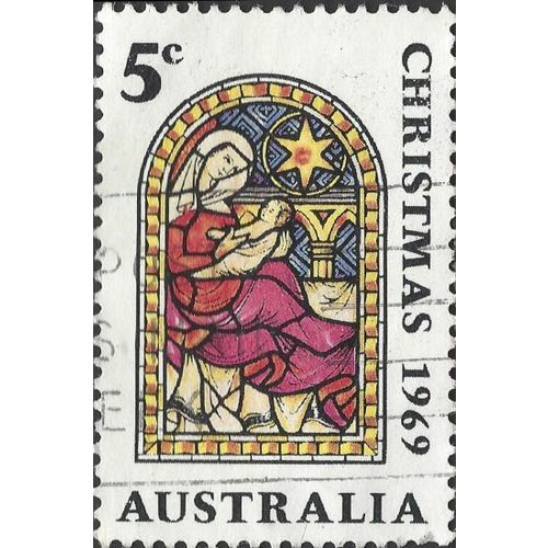 AUSTRALIA, CHRISTMAS, Stained Glass, Madonna, white 1969, 5c, #2