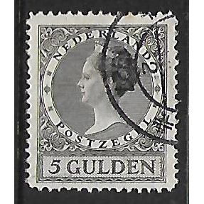NETHERLANDS 1924 QUEEN WILHELMINA 5G BLACK SG 303 FINE USED