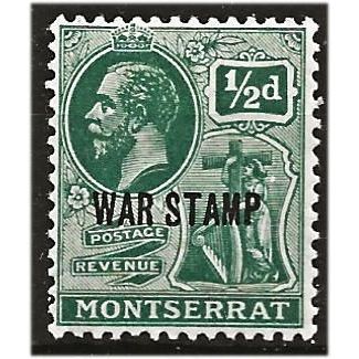 Montserrat 1918 SG61 1/2d Green WAR TAX Mounted Mint . .. .