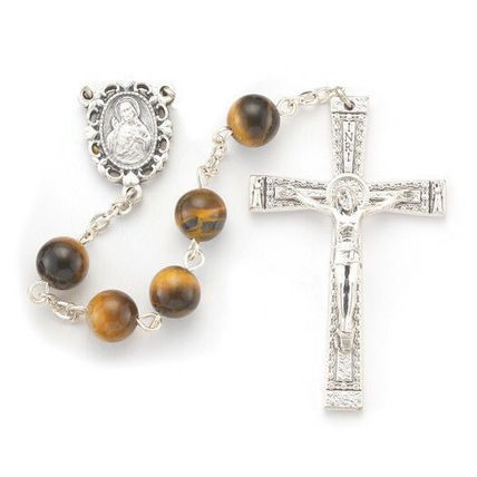Rosary, Tiger Eye Genuine Round Stone