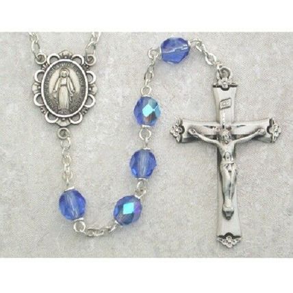 Zircon Rosary, December Birthstone with a Sterling Silver Crucifix and Center