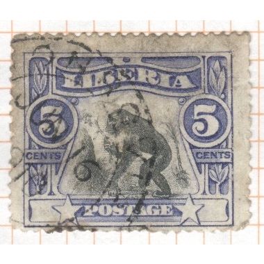 Liberia 1906 - 5c ultramarine/black - Chimpanzee - used