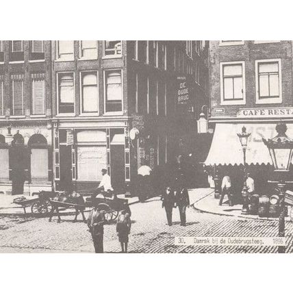 Damrak Bij De Oudebrugsteeg in 1896 Postcard