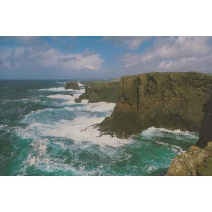 Eshaness Cliffs Rough Sea Rare Aerial Scottish Postcard