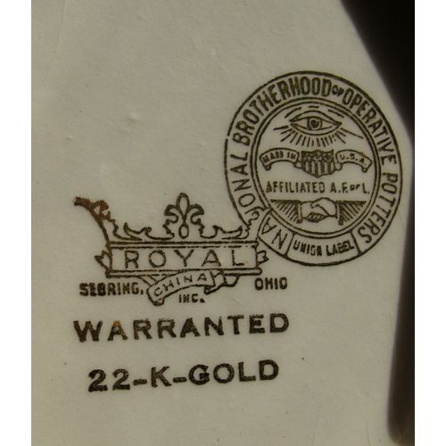 22k Gold Trim Gravy Boat, Sebring Royal China of Ohio Warranted