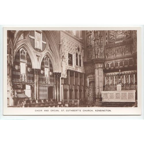 Choir and Organ St Cuthbert's Church Kensington Postcard London