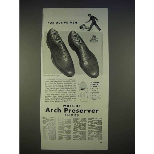 1940 Wright Arch Preserver Shoes Ad - For Active Men