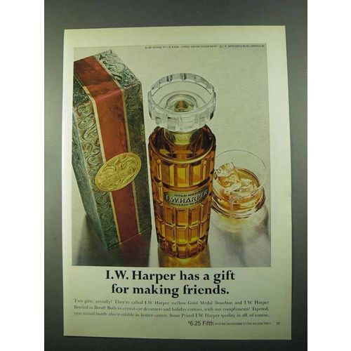 1969 I.W. Harper Bourbon Ad - Gift for Making Friends
