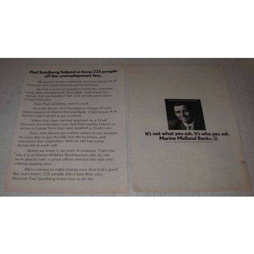 1972 Marine Midland Banks Ad - Paul Sandberg Helped