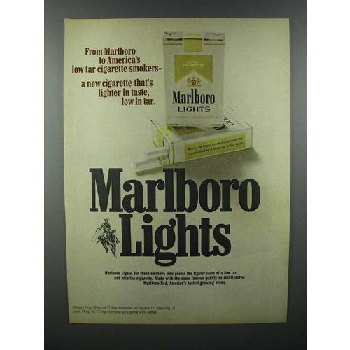 1972 Marlboro Lights Cigarette Ad - Low Tar
