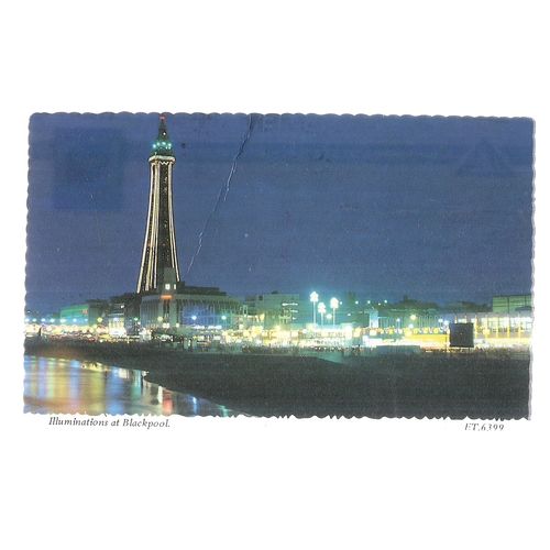 TOWER ILLUMINATIONS, BLACKPOOL used postcard 1985 postmark =