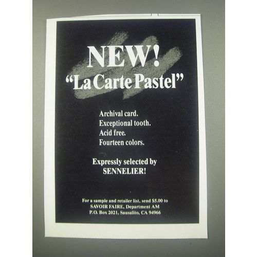 1991 Sennelier La Carte Pastel Ad - New! La Carte Pastel