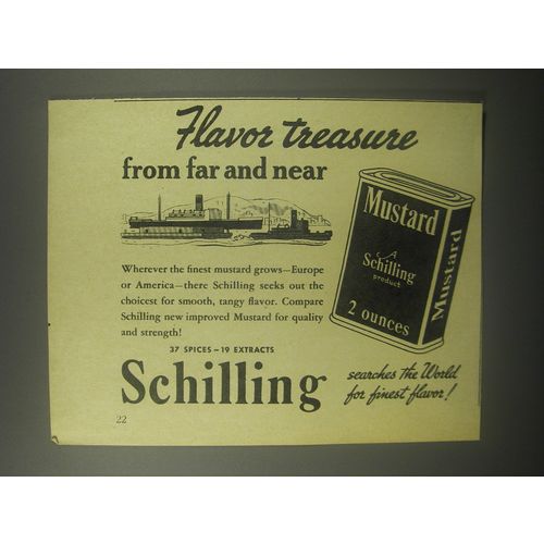 1940 Schilling Mustard Ad - Flavor treasure from far and near