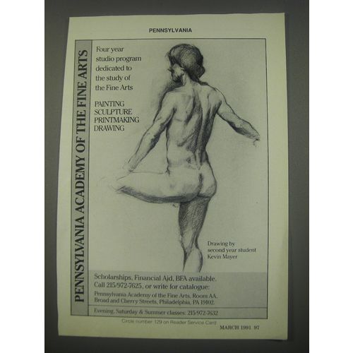 1991 Pennsylvania Academy of the Fine Arts Ad - Drawing by second year student K
