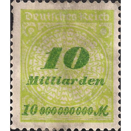 GERMANY, EMPIRE, Inflation, green 1923, 10000000000M