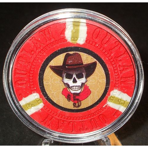 Skull Outlaw $5. Poker Chip Golf Ball Marker