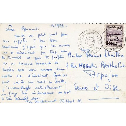Casablanca Statue Lyautey Morocco Postcard posted 1953 VGC