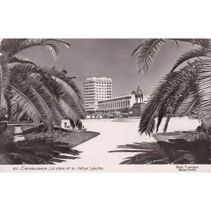 Casablanca Statue Lyautey Morocco Postcard posted 1953 VGC
