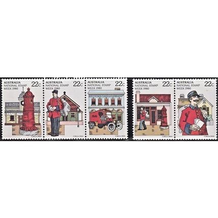 AUSTRALIA, 1980 National Stamp Week set, SG 752/6 (Scott #751/5), MNH