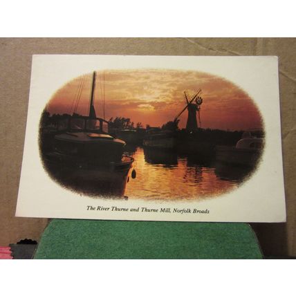 RIVER THURNE AND MILL, NORFOLK BROADS. used postcard 1978 pm Colourmaster =