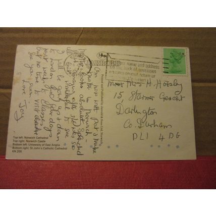 multiview, NORWICH, NORFOLK. used postcard by Jarrold & Sons 1984 pm =