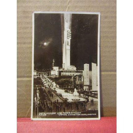 SOUTH CASCADE AND TOWER, EMPIRE EXHIBITION, 1938 used postcard RP. 1943 pm =