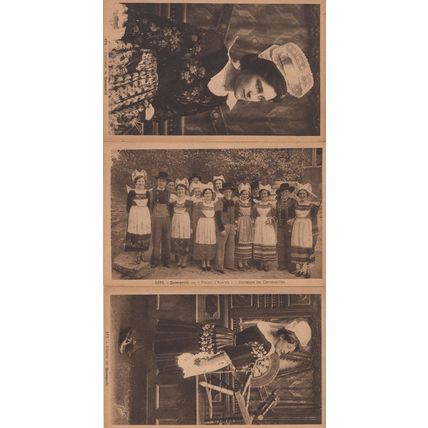 Costume De Quimperle French Fashion Dancers 3x Postcard s