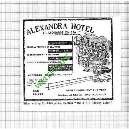 Alexandra Hotel St Leonard's On Sea Sussex Small Advert - 1964 Cutting