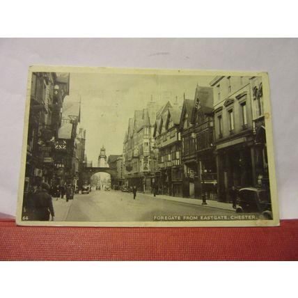FOREGATE FROM EASTGATE, CHESTER used postcard 1954 pm #