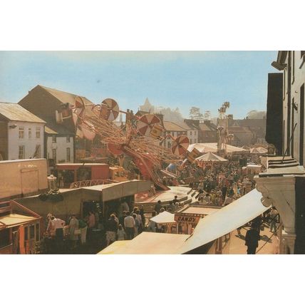Ashby On Zouch Statutes Fair Fairground Rides Candy Floss Stall Postcard