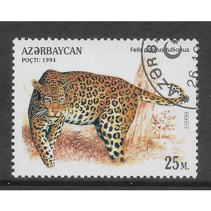 AZERBAIJAN 1994 WILDCATS 25M LEOPARD SG 198 FINE USED#5