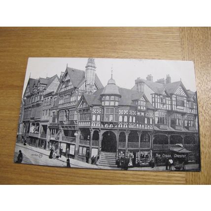 Early Valentines Postcard -The Cross street scene, Chester