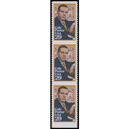 2550a, 29¢ Cole Porter Imperforate Strip of 3 Stamps ERROR Mint NH - Stuart Katz